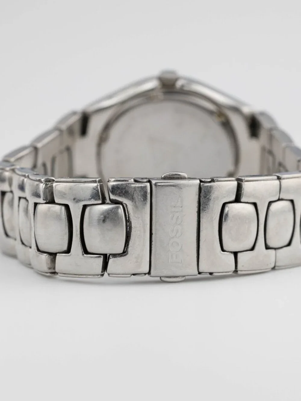 Vintage FOSSIL Arkitekt Silver Dial Quartz Analog Men's Watch Fresh Battery